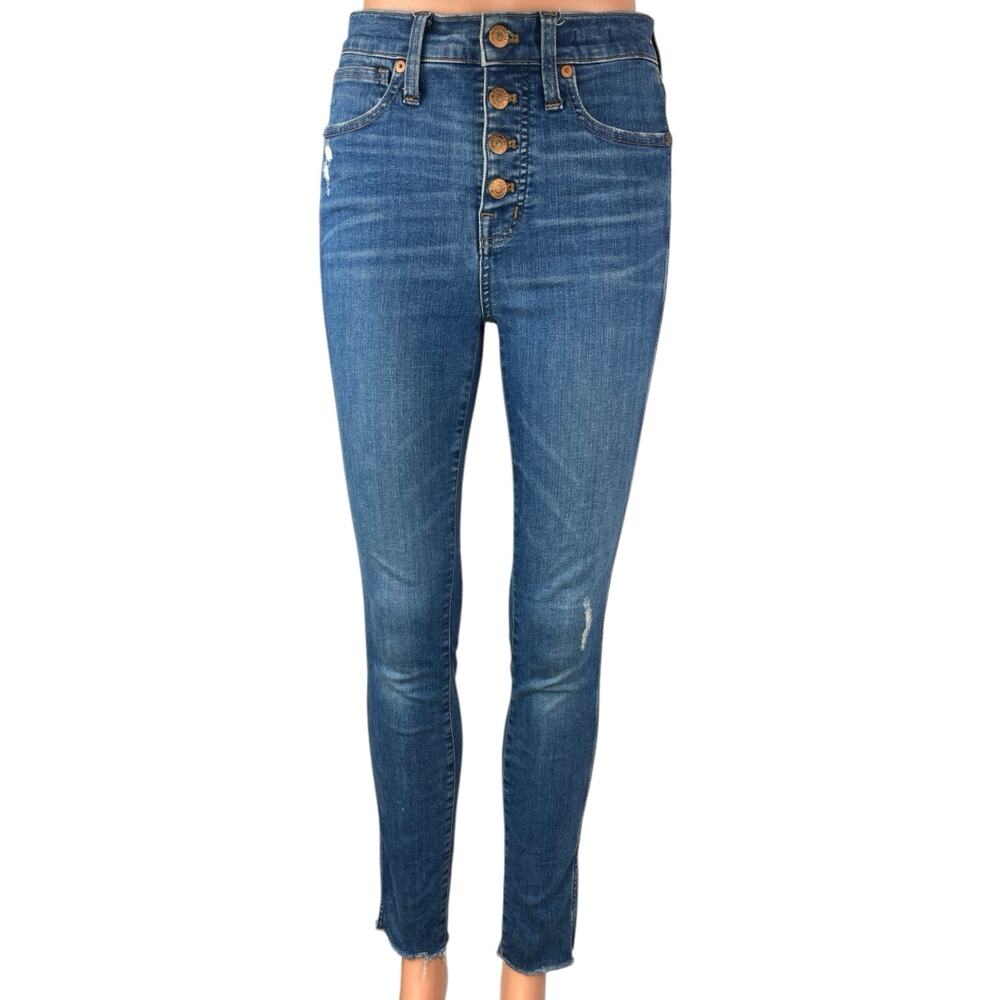 Madewell Women's Blue 10" High Rise Ankle Button Fly Skinny Denim Jeans Size 25